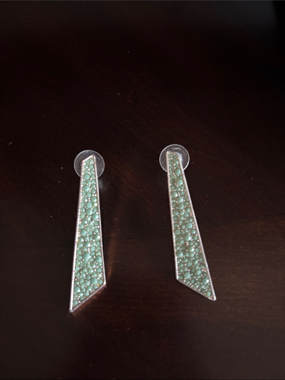 Mint Green Pavé Drop Earrings - Women Jewelry